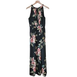 INC International Concepts Black Floral Halter Neck Maxi Dress